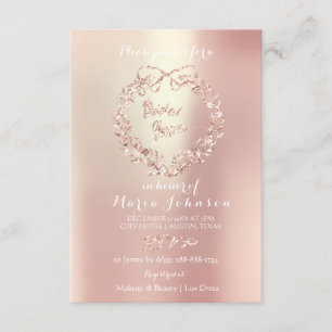 Bridal Shower Lux Floral Wreath Pearl Pink Rose Invitation