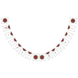 Bridal shower. Mandala in red Bunting