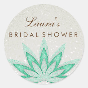Bridal Shower Mandala Lotus Flower Green Vintage Classic Round Sticker