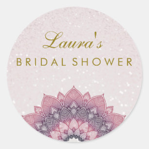 Bridal Shower Mandala Lotus Flower Swirl Classic Round Sticker