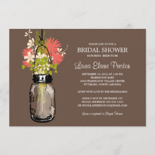 Bridal Shower Mason Jar and Wildflowers Invitation