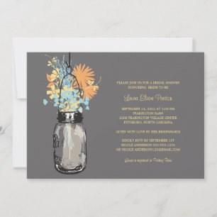 Bridal Shower Mason Jar and Wildflowers Invitation