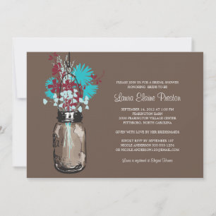 Bridal Shower Mason Jar and Wildflowers Invitation