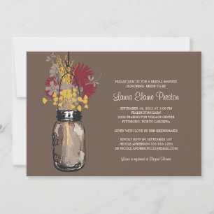 Bridal Shower Mason Jar and Wildflowers Invitation