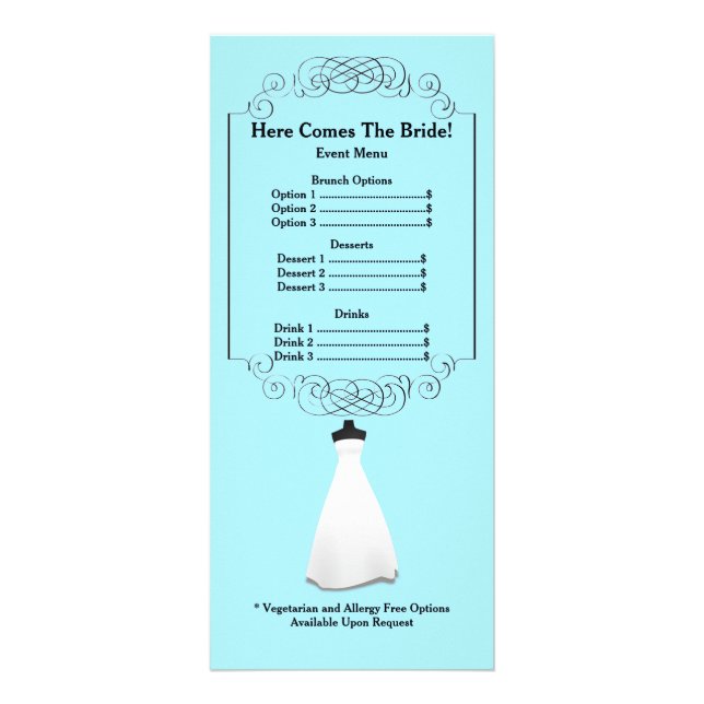 Bridal Shower Menu Rackcard (Front)