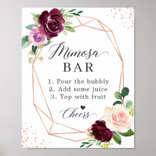 Bridal Shower Mimosa Bar Sign Blush Purple Floral