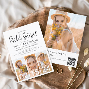 Bridal Shower Minimalist QR code Simple Photo Invitation