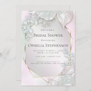 BRIDAL SHOWER   Misty Pink Pearl Shimmer Invitation