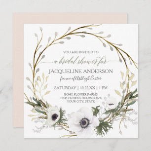 Bridal Shower Modern Anemone Blush Pink Eucalyptus Invitation