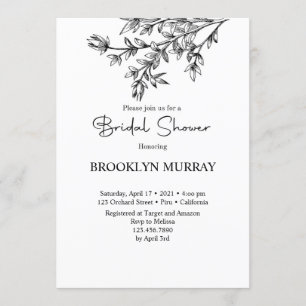 Bridal Shower, Modern Bridal, Black and white Invitation
