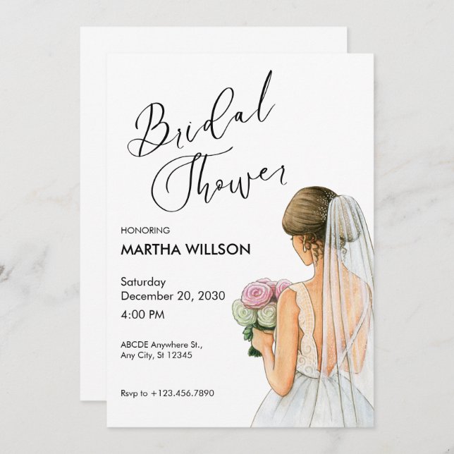 Bridal Shower modern minimalist Invitation (Front/Back)