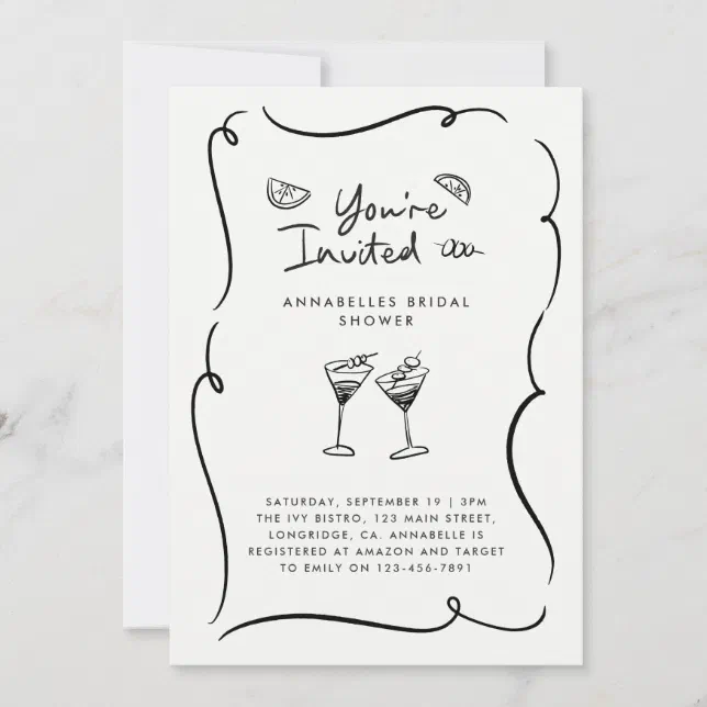 Bridal shower modern natural elegant handwritten invitation | Zazzle