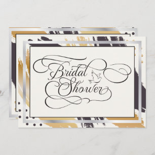 Bridal Shower Modern Paint Strokes Typography Invitation