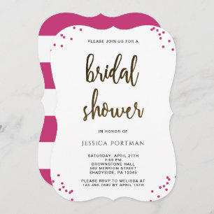 Bridal Shower Modern Pink and White Stripes Invitation