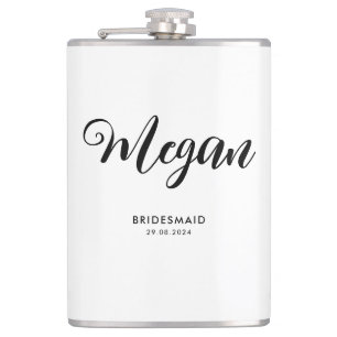 Bridal Shower Modern Script Bridesmaid Gift  Hip Flask