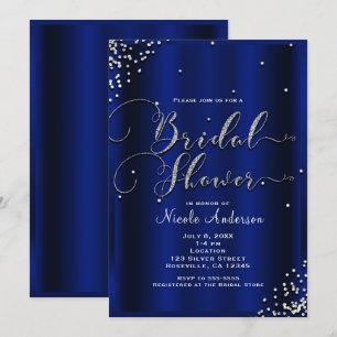 Bridal Shower Modern Silver Shine Glam Confetti Invitation
