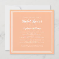 Bridal Shower Modern Square Elegant Peach White