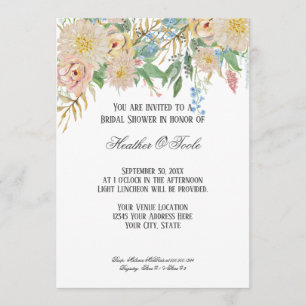 Bridal Shower Modern Watercolor Rose Gold Floral Invitation