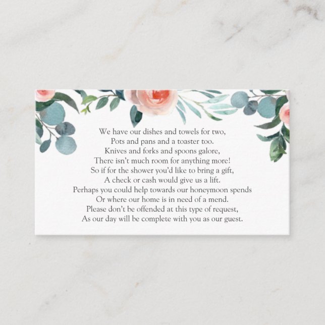 Bridal Shower Money Request Enclosure Card (Front)