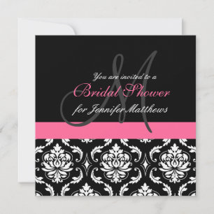 Bridal Shower Monogram Damask Invitations