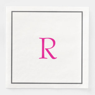Bridal Shower Monograms Name Hot Pink Wedding Napkin