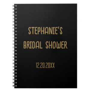 Bridal Shower Name Black Gold Wedding Guest Notebook