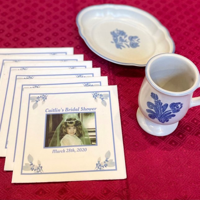 Bridal Shower Napkin - Blue Theme with Photo (Creator Uploaded)