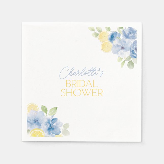 Bridal Shower Napkins Main Squeeze Blue Flowers (Front)