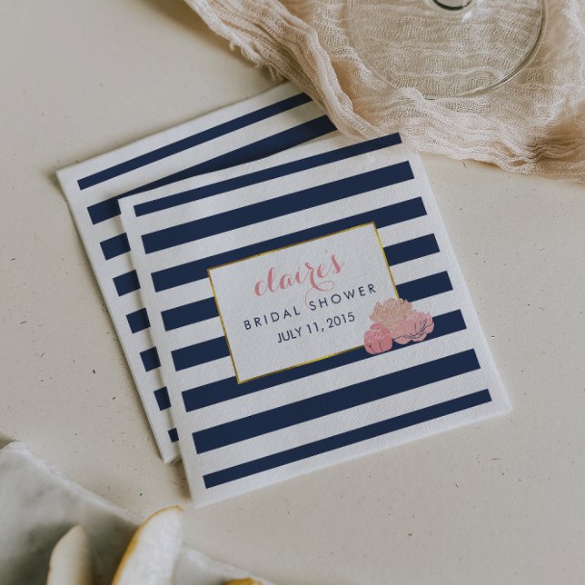 Bridal Shower Napkins | Midnight Blush Peony (Creator Uploaded)