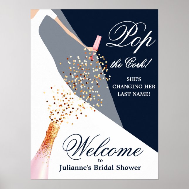 Bridal Shower Navy Blue Welcome Poster (Front)