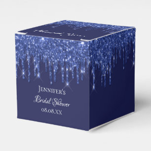 Bridal Shower navy blue white glitter thank you  Favour Box