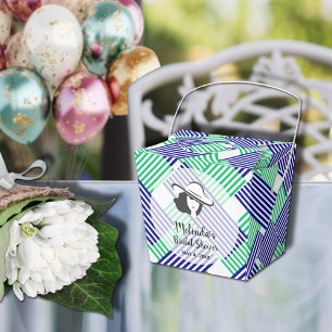 Bridal Shower Navy Green Stripes Takeout Favour Box