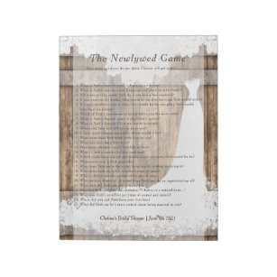 Bridal Shower Newlywed Game - Rustic Wood & Lace👰 Notepad