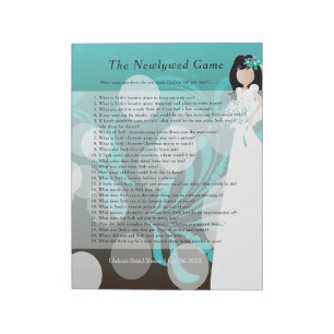 Bridal Shower Newlywed Game - Turquoise & Choc Notepad