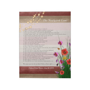 Bridal Shower Newlywed Game - Wildflowers Notepad