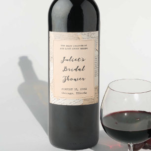 Bridal Shower Next Chapter Love Story Vintage Cozy Wine Label