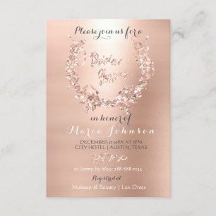 Bridal Shower Olive Wreath Pink Rose Gold Blush Invitation