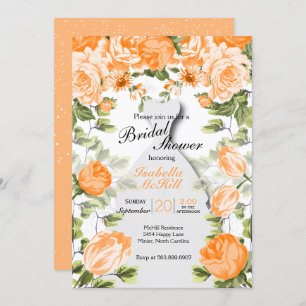 Bridal Shower - Orange Botanical Flowers Invitation