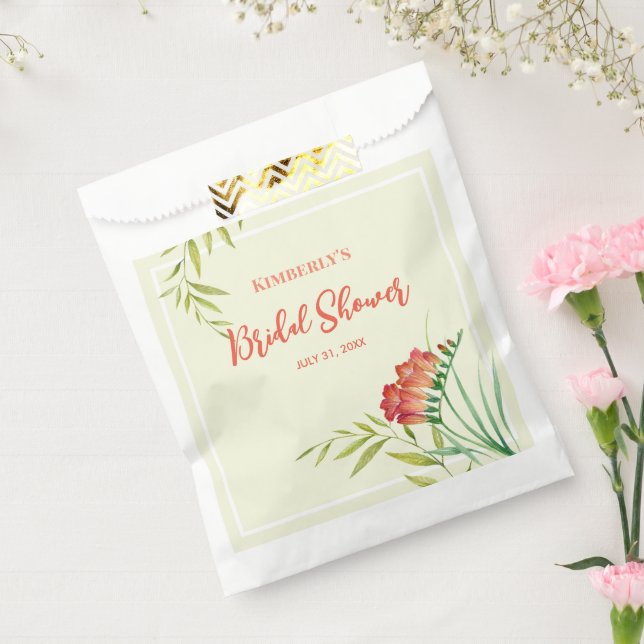 Bridal Shower Orange Crocosmia Watercolor Painting Favour Bag (Sealed)