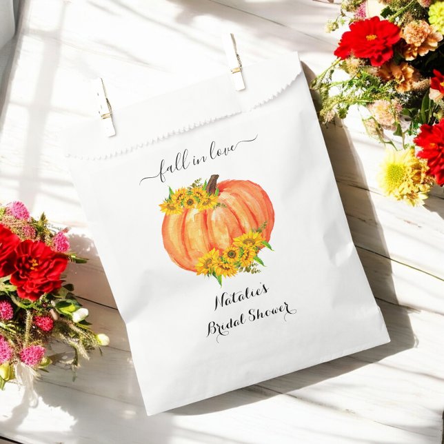 Bridal Shower Orange White Fall Pumpkin Favour Bag (Creator Uploaded)