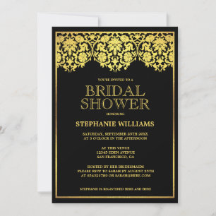 Bridal Shower Ornate Gold Art Deco Damasks Invitation