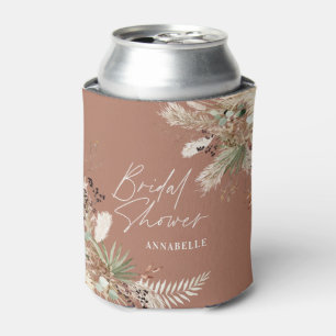 Bridal shower pampas eucalyptus modern terracotta can cooler