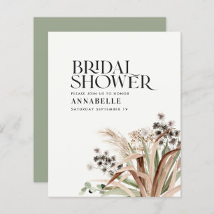 Bridal shower pampas eucalyptus sage green modern