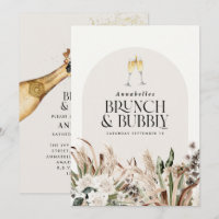 Bridal shower pampas grass champagne brunch bubbly