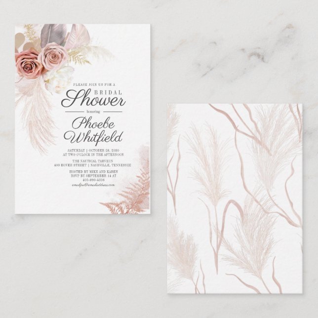 Bridal Shower Pampas Grass Floral Budget Card (Front/Back)