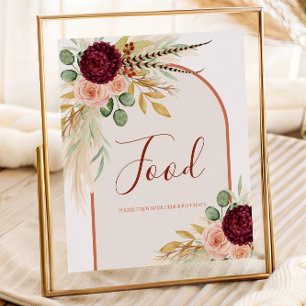 Bridal Shower Pampas Grass Floral Food Table Sign 