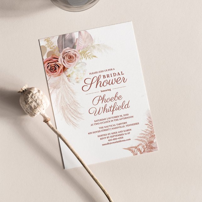 Bridal Shower Pampas Grass Floral Invitation (Creator Uploaded)