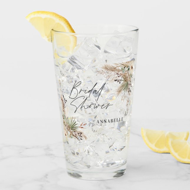 Bridal shower pampas grass floral modern elegant glass (Front Ice)
