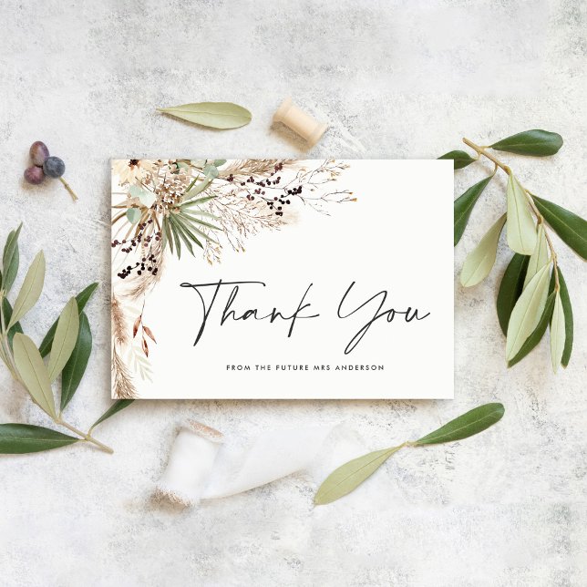 Bridal shower pampas grass modern boho elegant invitation (Creator Uploaded)