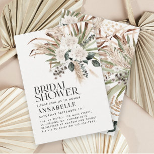 Bridal shower pampas grass modern terracotta invit invitation